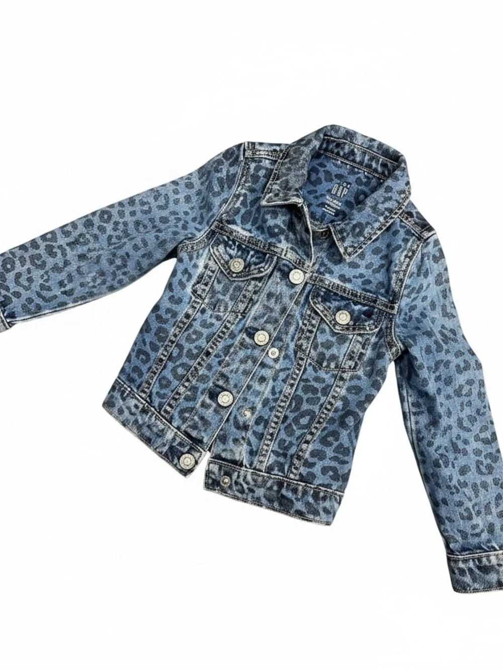 GAP Blue Leopard Print Denim Jacket for Kids